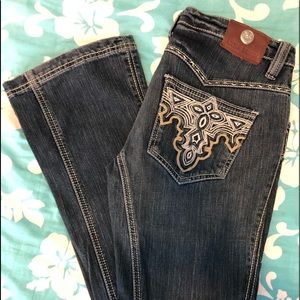 Antik Denim embroidered pocket distressed jean 29